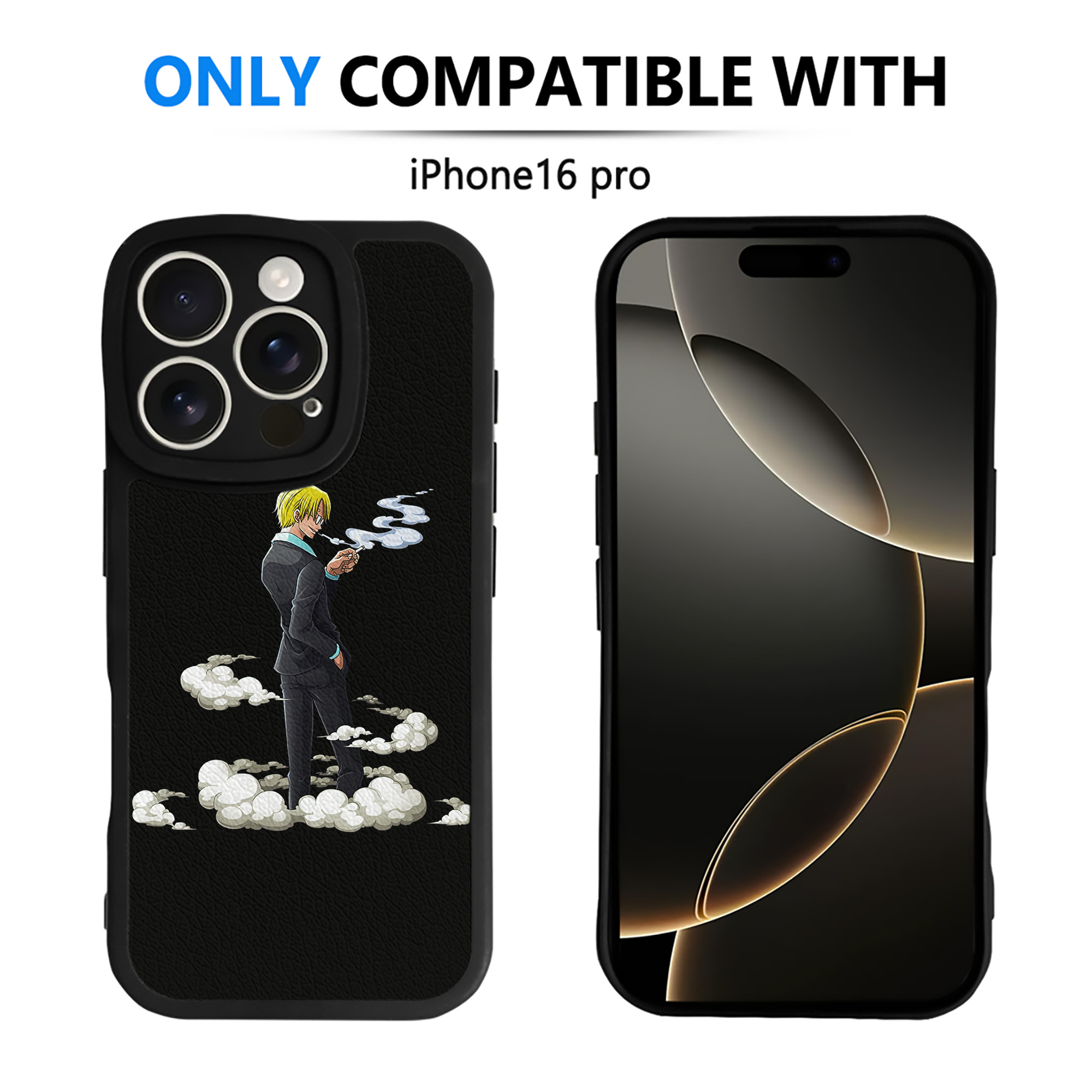 （画像用） ワンピース サンジ ONE PIECE Sanji 【iPhone 16シリーズ対応】シリコンスマホケース（レザー調） 材質：シリコン